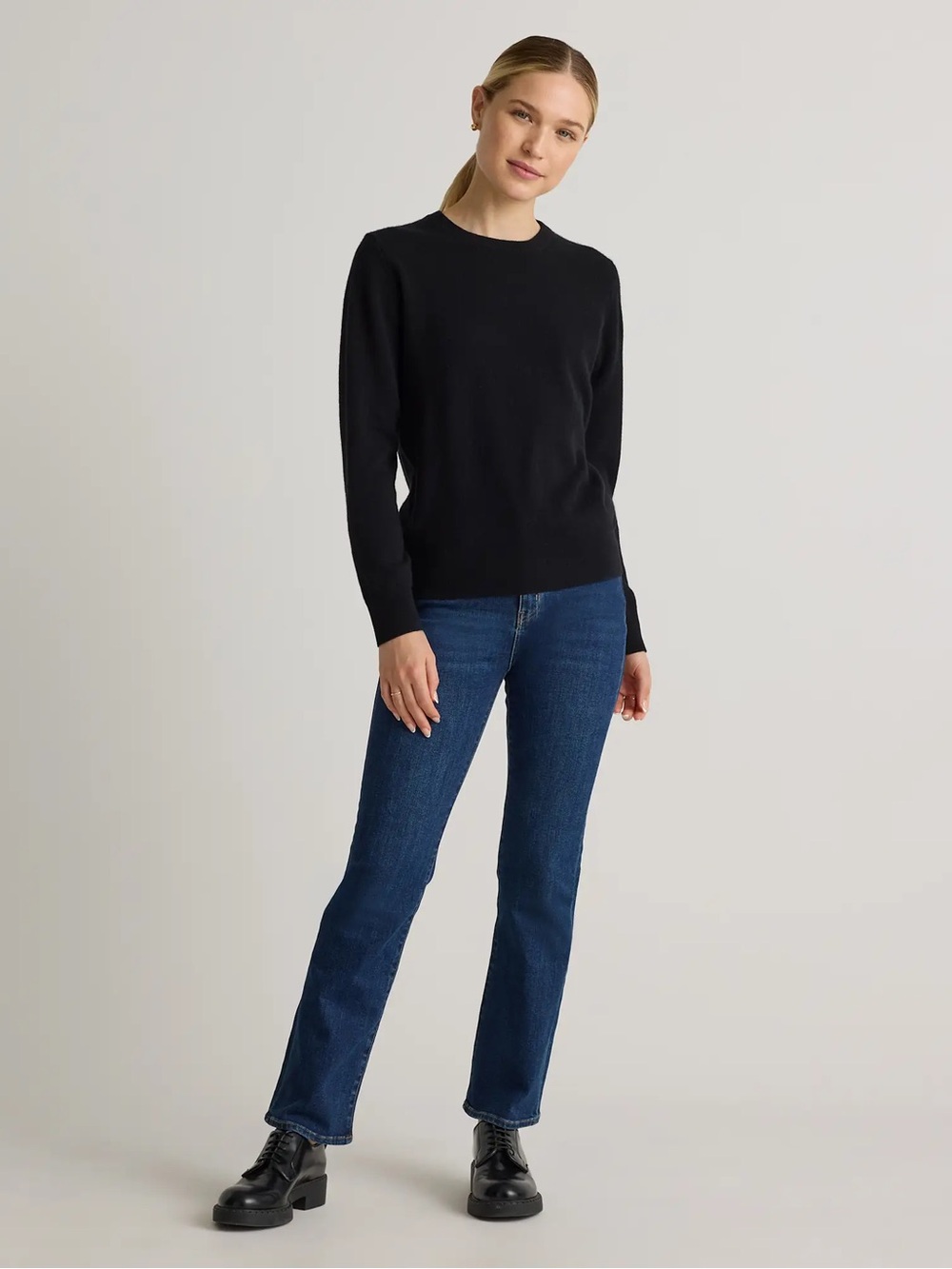 Quince Black Mongolian Cashmere Crewneck Sweater - Picture 6 of 7